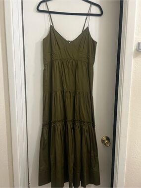La Ligne Olive Tiered Spaghetti-Strap Maxi Dress